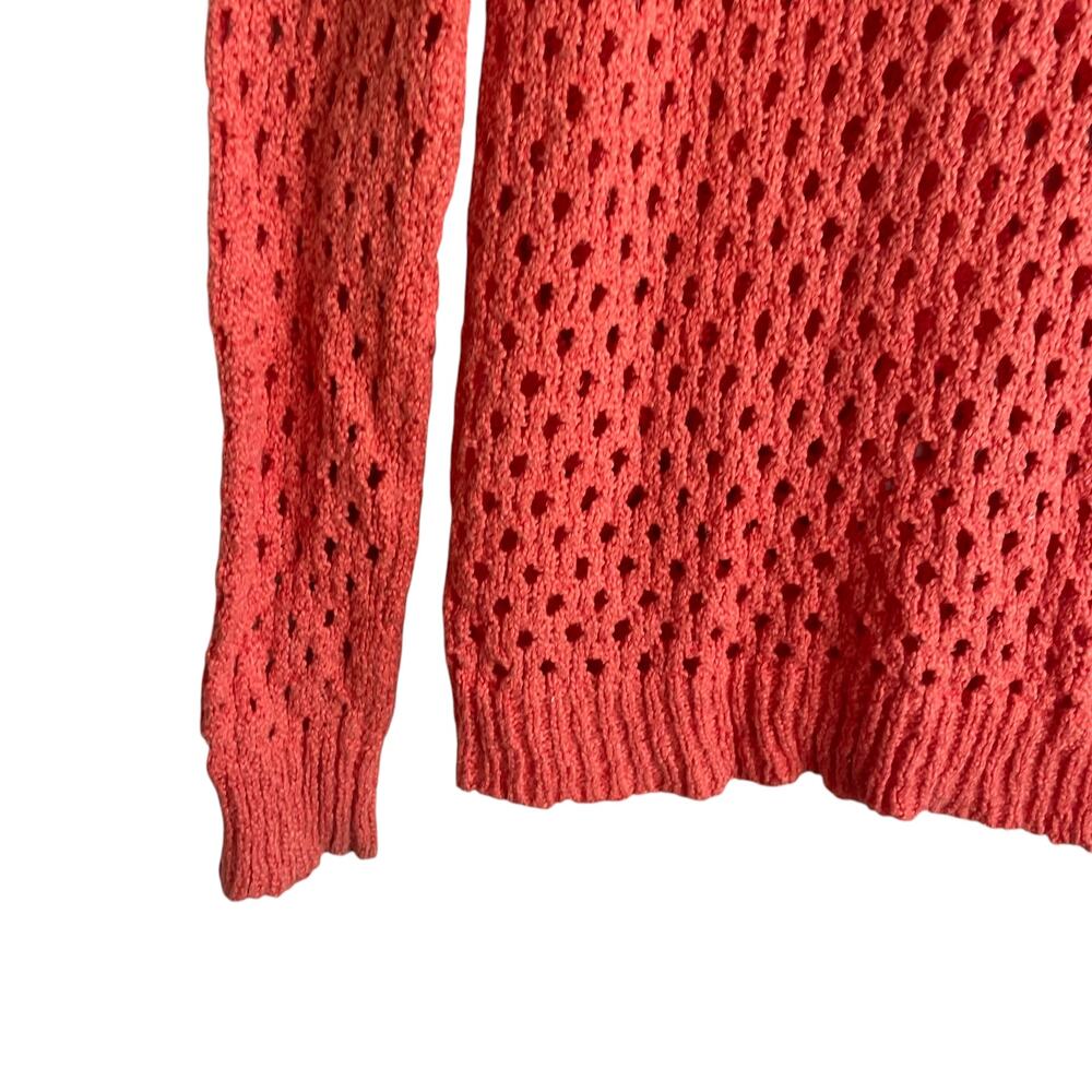 Olive & Oak Women Sweater S Orange Open Knit Beachy Coastal‎ Boho Cottage Chic - Picture 4 of 10